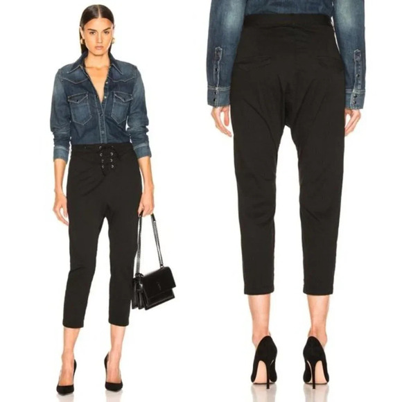 Nili Lotan Avery Lace-Up Cropped Wool Pants 0 - Picture 1 of 7